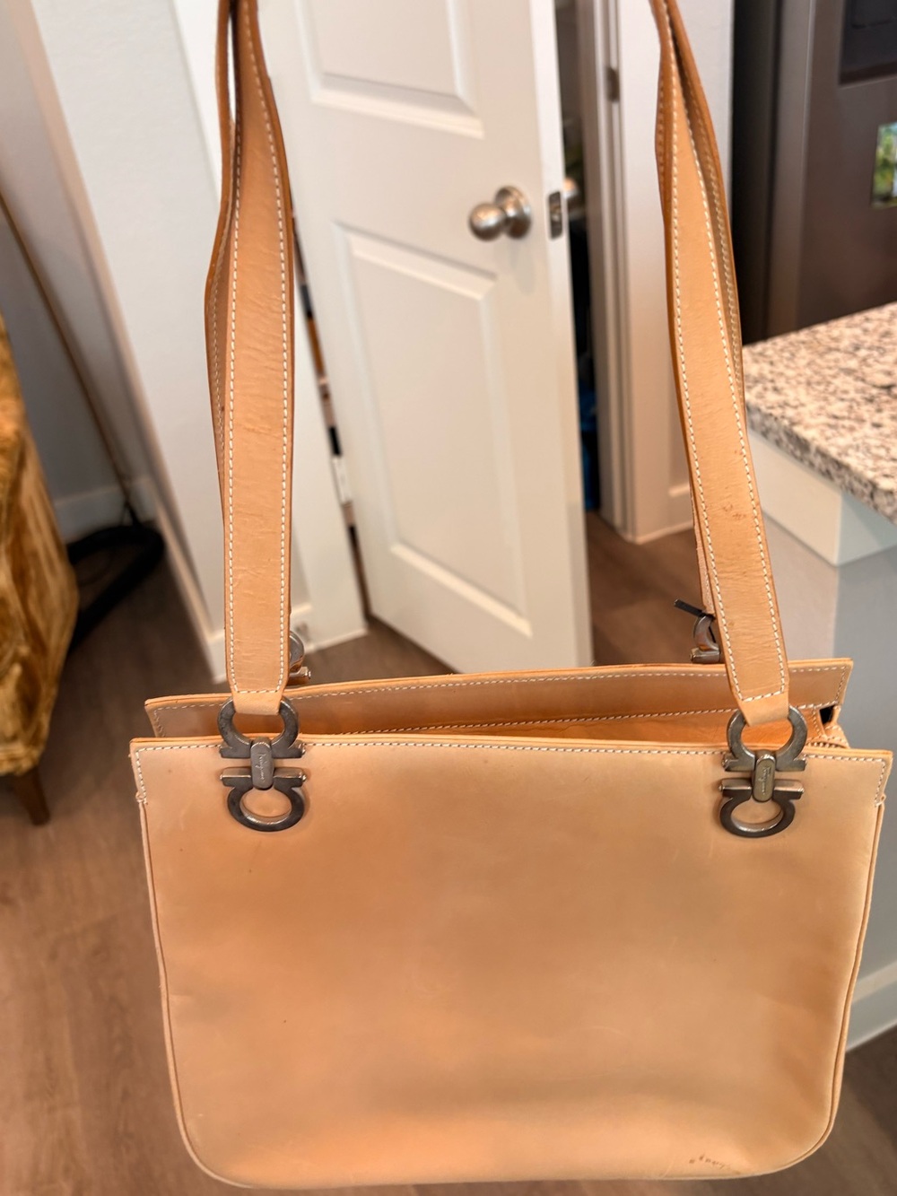 Ferragamo Tan Leather Shoulder Bag with COA